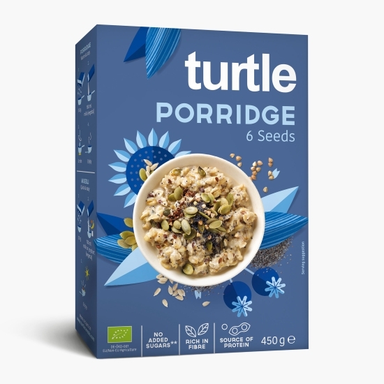 Porridge fulgi de ovăz eco și 6 semințe, fără zahăr adăugat 450g