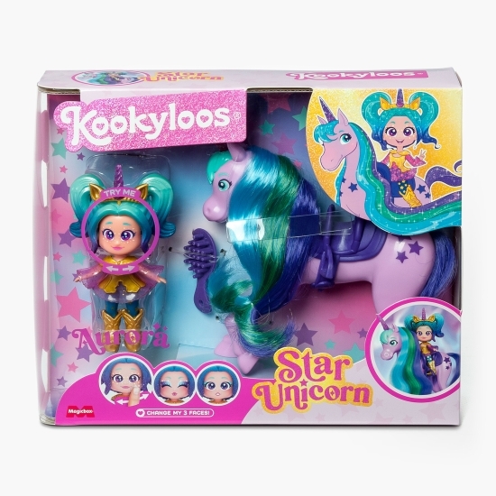 Set de joacă cu păpușă Aurora Star Unicorn KookyLoos