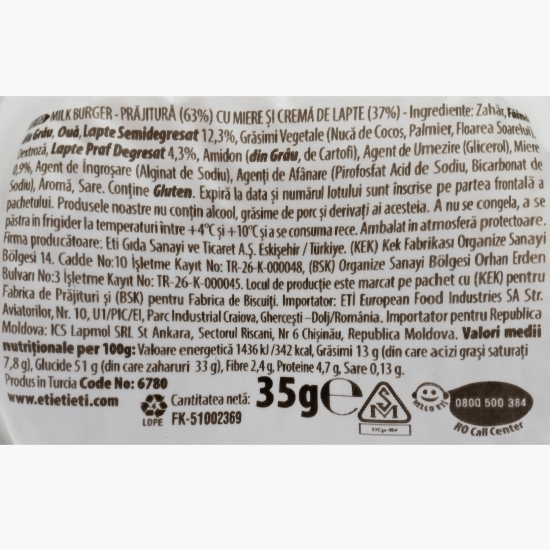 Prăjitură Milk Burger cu lapte și miere 35g 