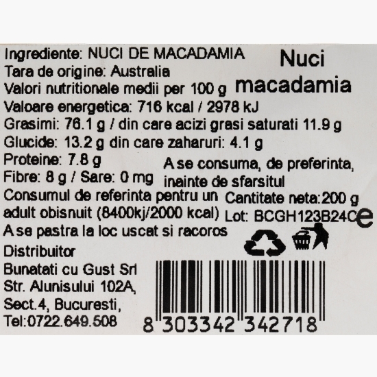 Nuci macadamia 200g