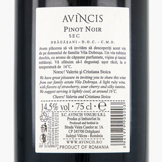 Vin roșu sec Pinot Noir, 14.5%, 0.75l