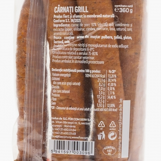 Cârnați grill fără E-uri 360g