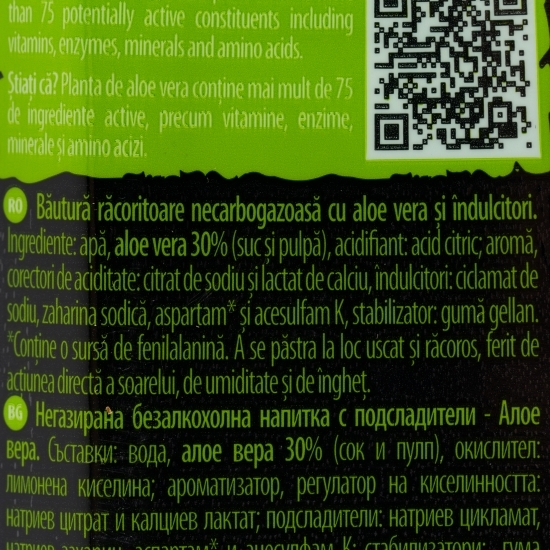 Băutură răcoritoare necarbogazoasă cu aloe vera, zero zahăr 0.5l