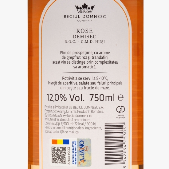 Vin rose demisec, 12%, 0.75l