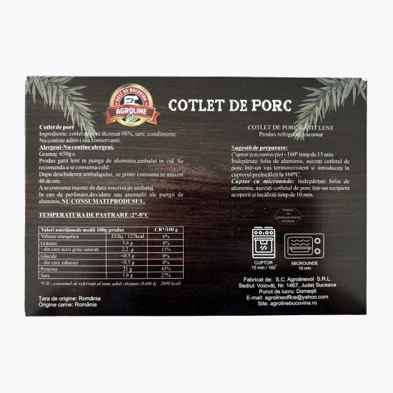 Cotlet de porc gătit lent 650g