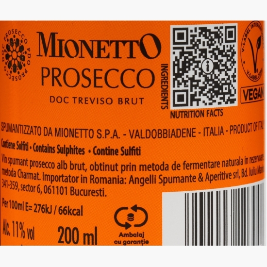 Vin spumant Prosecco alb brut Treviso, 11%, 0.2l