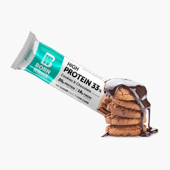 Baton proteic cu aromă de biscuiți și ciocolată Keto, fără zahăr adăugat 2х30g