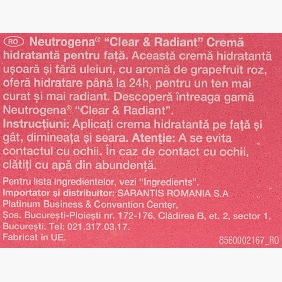 Cremă hidratantă cu grapefruit roz pentru față, oil free, 50 ml