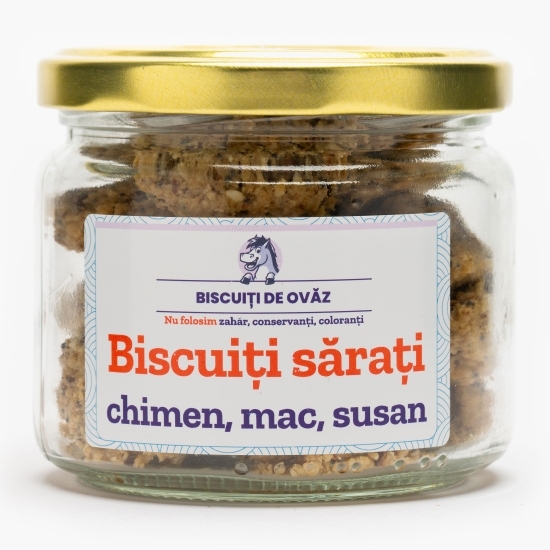 Biscuiți sărați din ovăz și migdale cu semințe (chimen, mac și susan) 115g