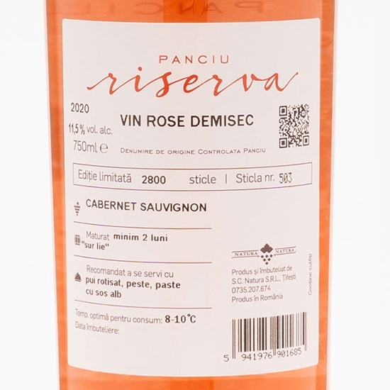 Vin rose demisec Cabernet Sauvignon, 11.5%, 0.75l