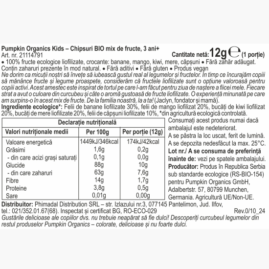 Chipsuri eco mix de fructe 12g, +3 ani