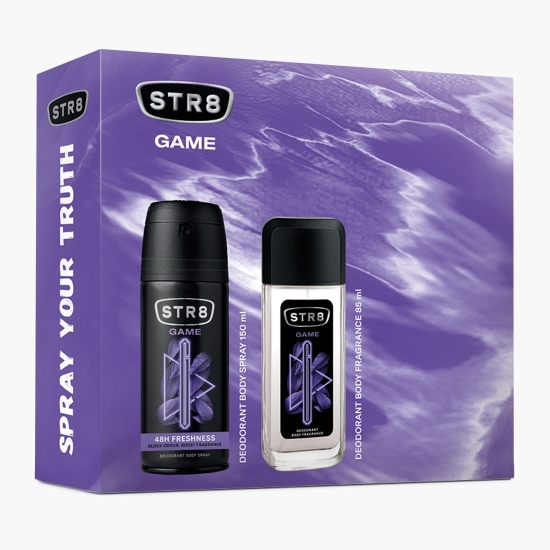 Set cadou Game (parfum pentru corp 85ml + deodorant spray pentru corp 150ml)