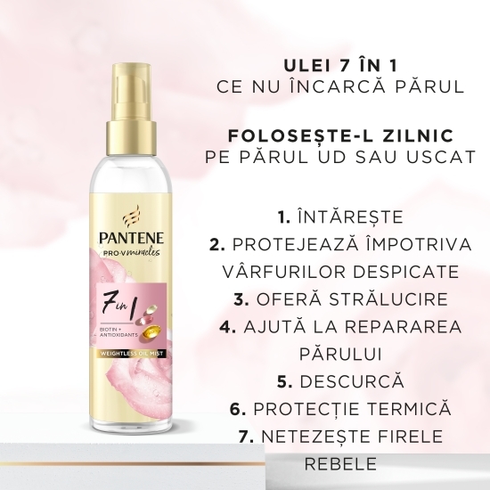 Ulei de păr 7 în 1  Pro-V Miracles cu Ulei de ricin + Biotină + Apă de trandafir, 0.1l