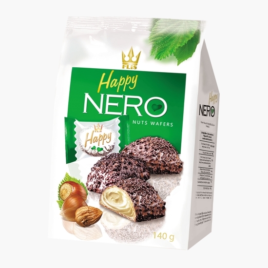 Napolitane glazurate cu cremă de alune Happy Nero 140g