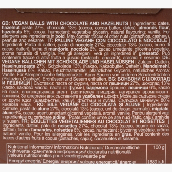 Trufe vegane cu ciocolată și alune, fără zahăr adăugat 100g