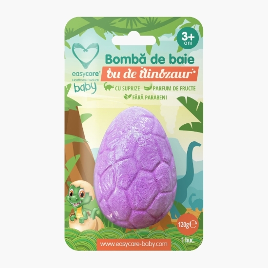 Bombă de baie ou de dinozaur cu surpriză, parfum de lavandă, +3 ani, 120g