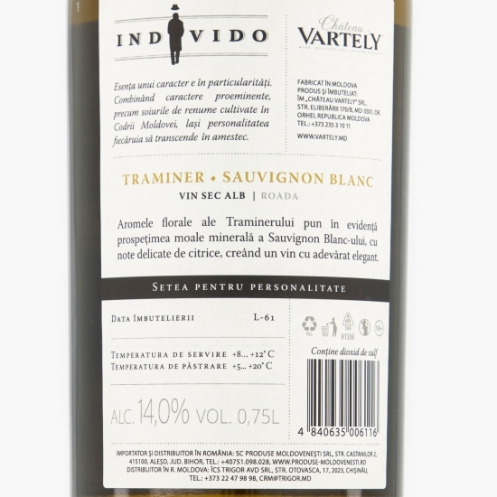 Vin sec alb Individo Traminer & Sauvignon Blanc, 14%, 0.75l