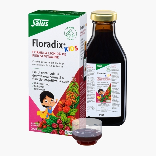 Formulă lichidă de fier și vitamine pentru copii Floradix Kids 250ml