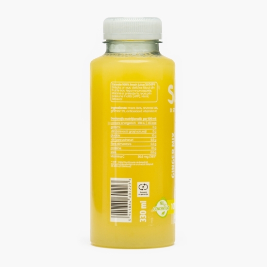 Suc presat la rece din mere, ananas și ghimbir Fresh Juice Ginger Mix 330ml