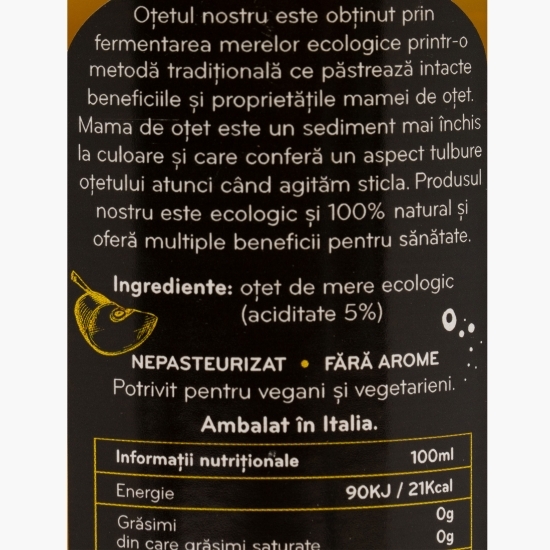 Oțet din cidru de mere, nefiltrat, ecologic 250ml