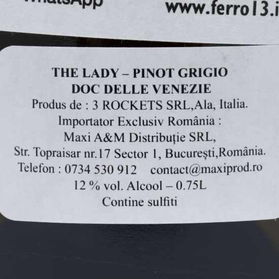 Vin alb sec Pinot Grigio, 12% alc. 0.75l