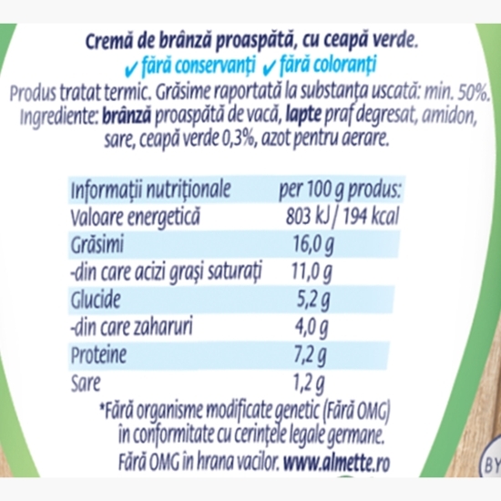 Cremă de brânză proaspătă cu ceapă verde 150g