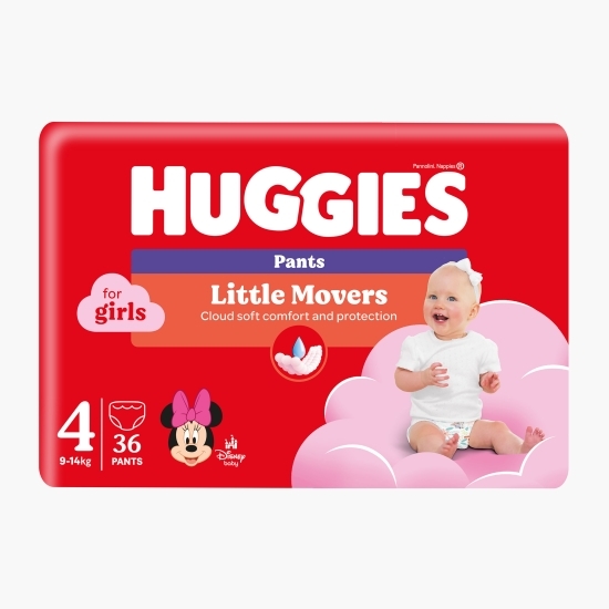 Chiloței Little Movers Jumbo (nr. 4) Girl, 9-14 kg, 36 buc.