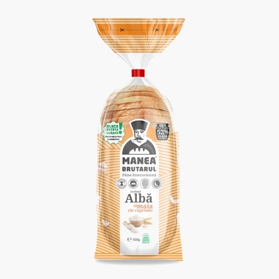 Pâine cu făină albă de grâu și maia, feliată 500g