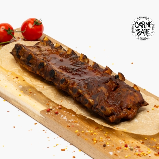 Coaste de porc gătite sous vide cu sos Barbeque 600g