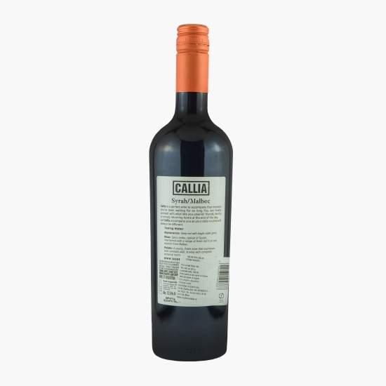 Vin roșu sec, Callia, Syrah, Malbec, 12.5%, 0.75l