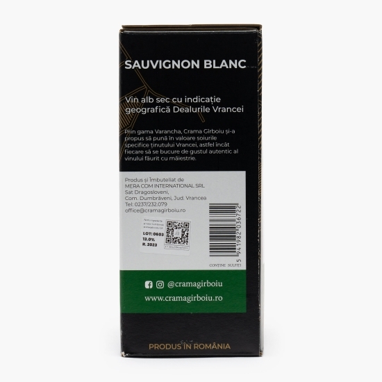 Vin alb sec Sauvingnon Blanc, 13%, bag in box 3l