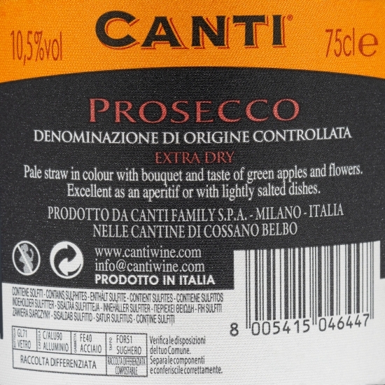 Vin frizant extra sec Prosecco Millesimato, 10.5%, 0.75l