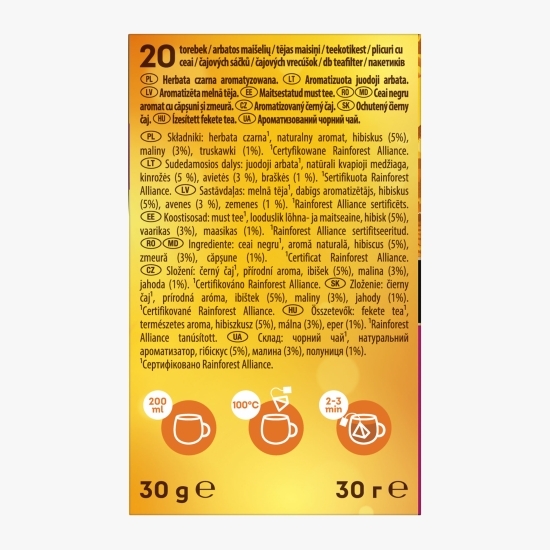 Ceai negru de fructe de pădure 20 plicuri piramidale 30g