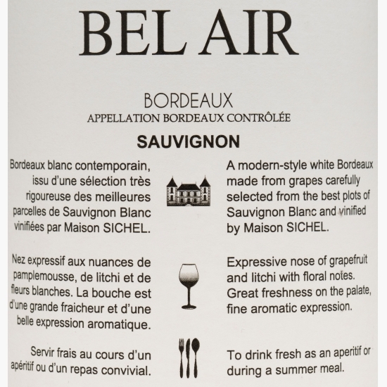 Vin alb AOC Bordeaux Sauvignon Blanc, 12%, 0.75l