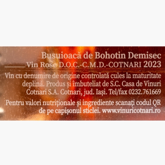 Vin rose demisec Busuioacă de Bohotin Euforia, 11.5%, 0.75l