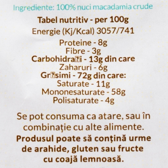 Nuci Macadamia crude 200g