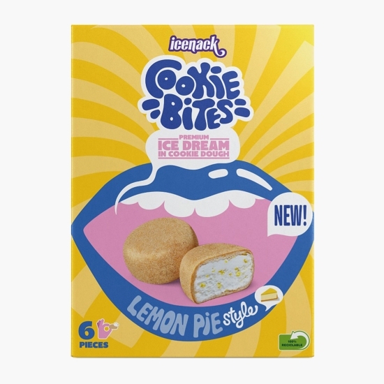 Gustări din aluat de biscuiți și înghețată de lămâie Icenack Cookie Bites 210g