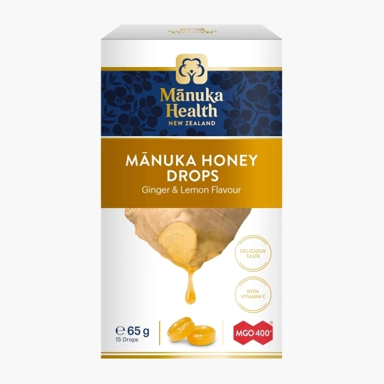 Bomboane cu miere de Manuka MGO 400+, Vitamina C, ghimbir, 65g