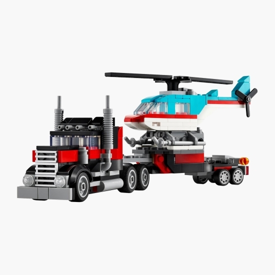 Camionetă-platformă cu elicopter Creator 3 în 1, +7 ani