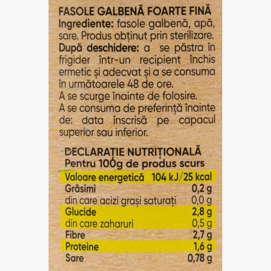 Fasole galbenă foarte fină 800g