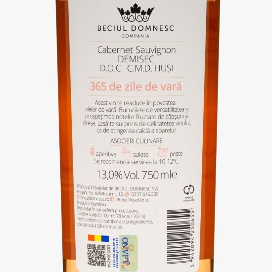 Vin rose demisec Cabernet Sauvignon, 13%, 0.75l