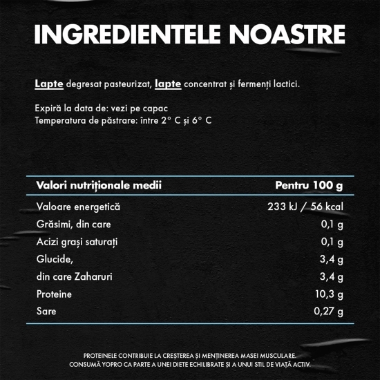  Produs lactat fermentat natur, bogat in proteine, 0% grăsime, 160g