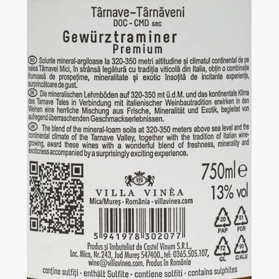 Vin alb sec Gewurztraminer, 13%, 0.75l