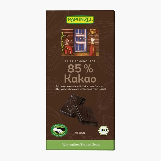 Ciocolată amăruie eco vegană 85% cacao, 80g