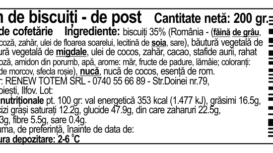 Salam de biscuiți, vegan 200g