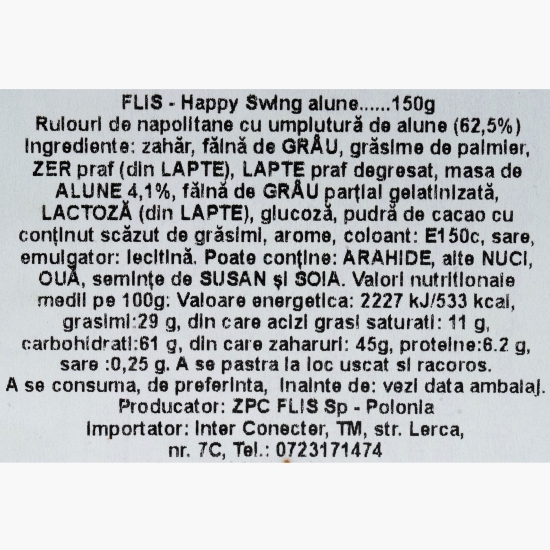 Rulouri din napolitană cu cremă de alune Happy Swing 150g