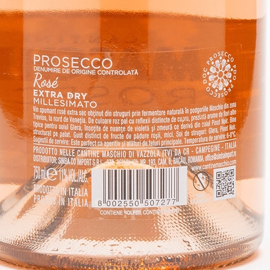 Prosecco rose extra sec D.O.C. Millesimato, 11%, 0.75l