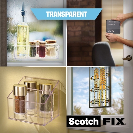 Bandă dublu adezivă transparentă pentru montare, 19mmx1.5m, Scotch-Fix 3M