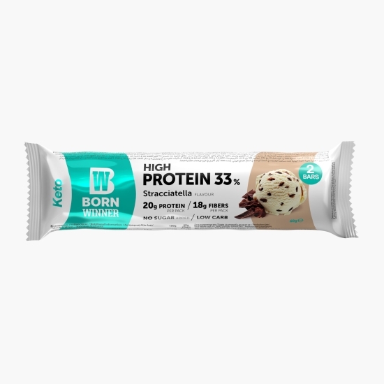 Baton proteic cu stracciatella Keto, fără zahăr adăugat 2х30g