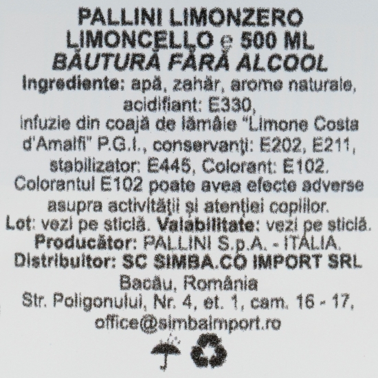 Limoncello fără alcool Limonzero 0.5l